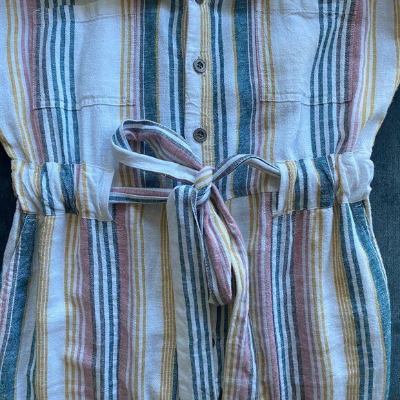 Caslon Wide Leg Linen Blend Jumpsuit, Ivory Mutlicolor Stripe, Size M - Picture 3 of 9